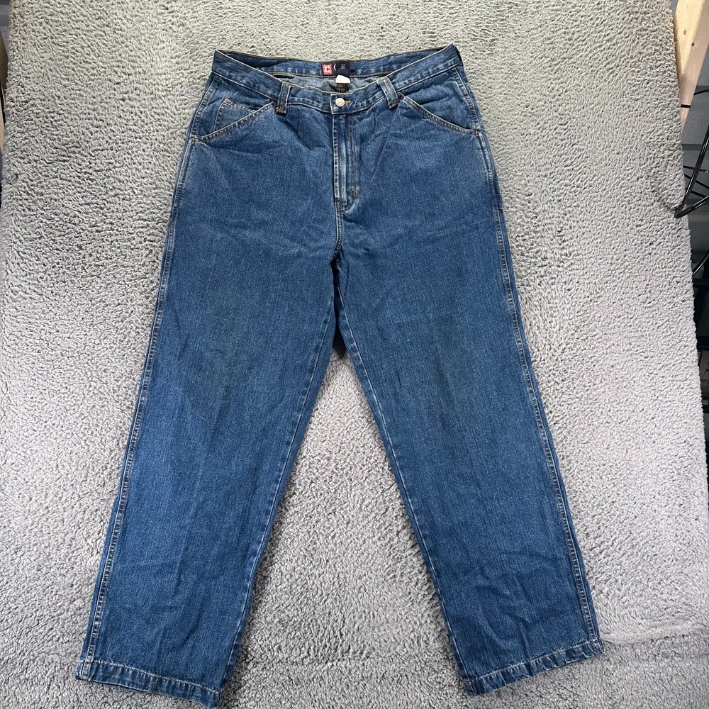 Vintage Chaps Jeans Men 36x32 Blue Cotton Denim Straight Carpenter Travel Baggy